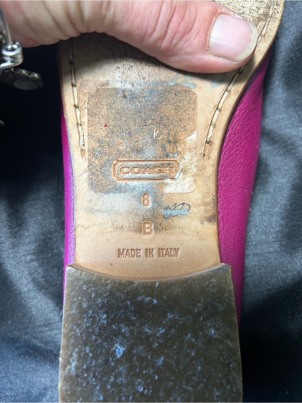 VINTAGE! Coach Fuchsia Leather Buckle Loafers - Picture 6 of 7